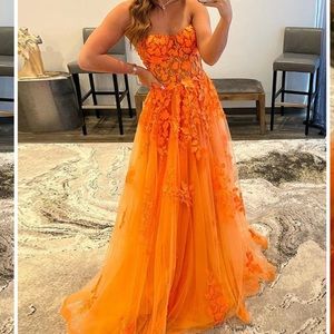 A-Line/Princess Tulle Applique Sweetheart Sleeveless Floor-Length Dresses